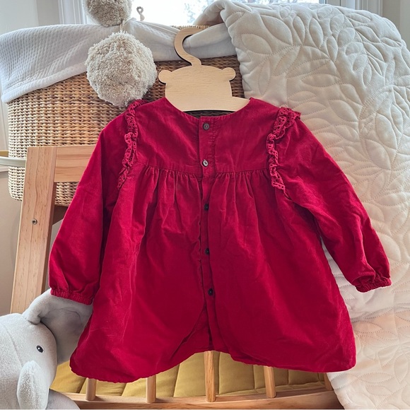 ZARA Baby Girl Red Corduroy Dress / Christmas Dress 9-12M - Picture 5 of 6